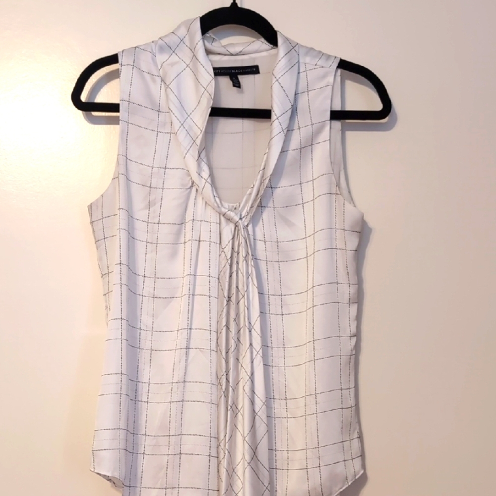 WHMB white Plaid Sleeveless Top small